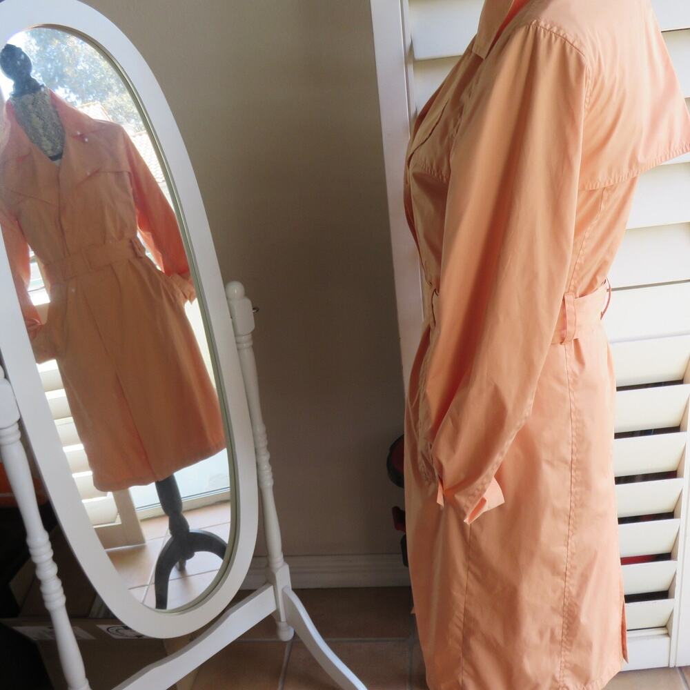 Kenneth Cole New York Trench Coat M Apricot Long Women's - Picture 2 of 14